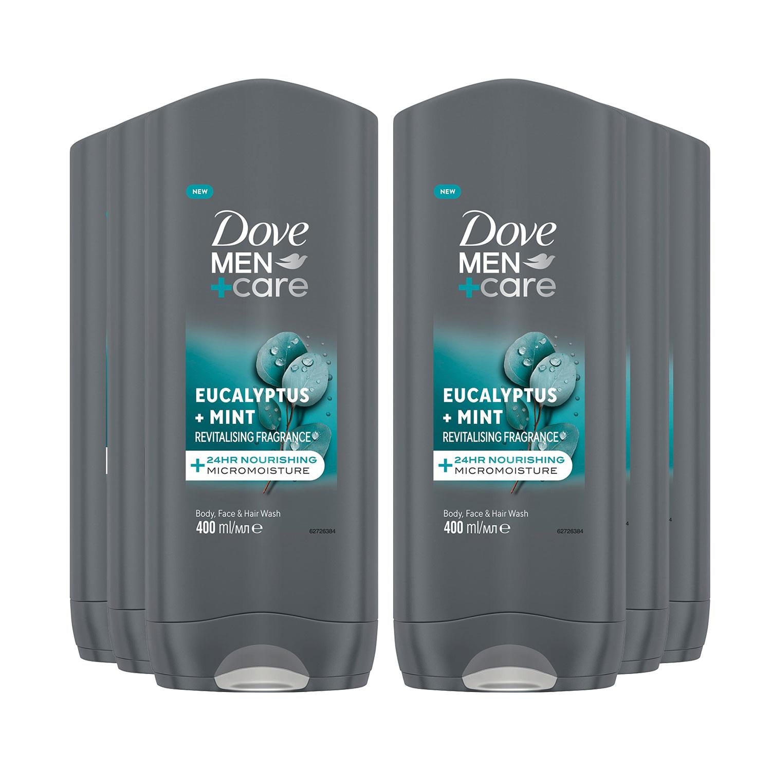 Men+care 3-in-1 Hair, Body & Face Wash Eucalyptus + Mint Fragrance, 6x400ml
