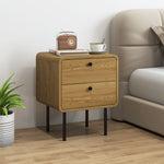 Bedside Table, Modern Nightstand With 2 Drawers Rounded Edges, Oak