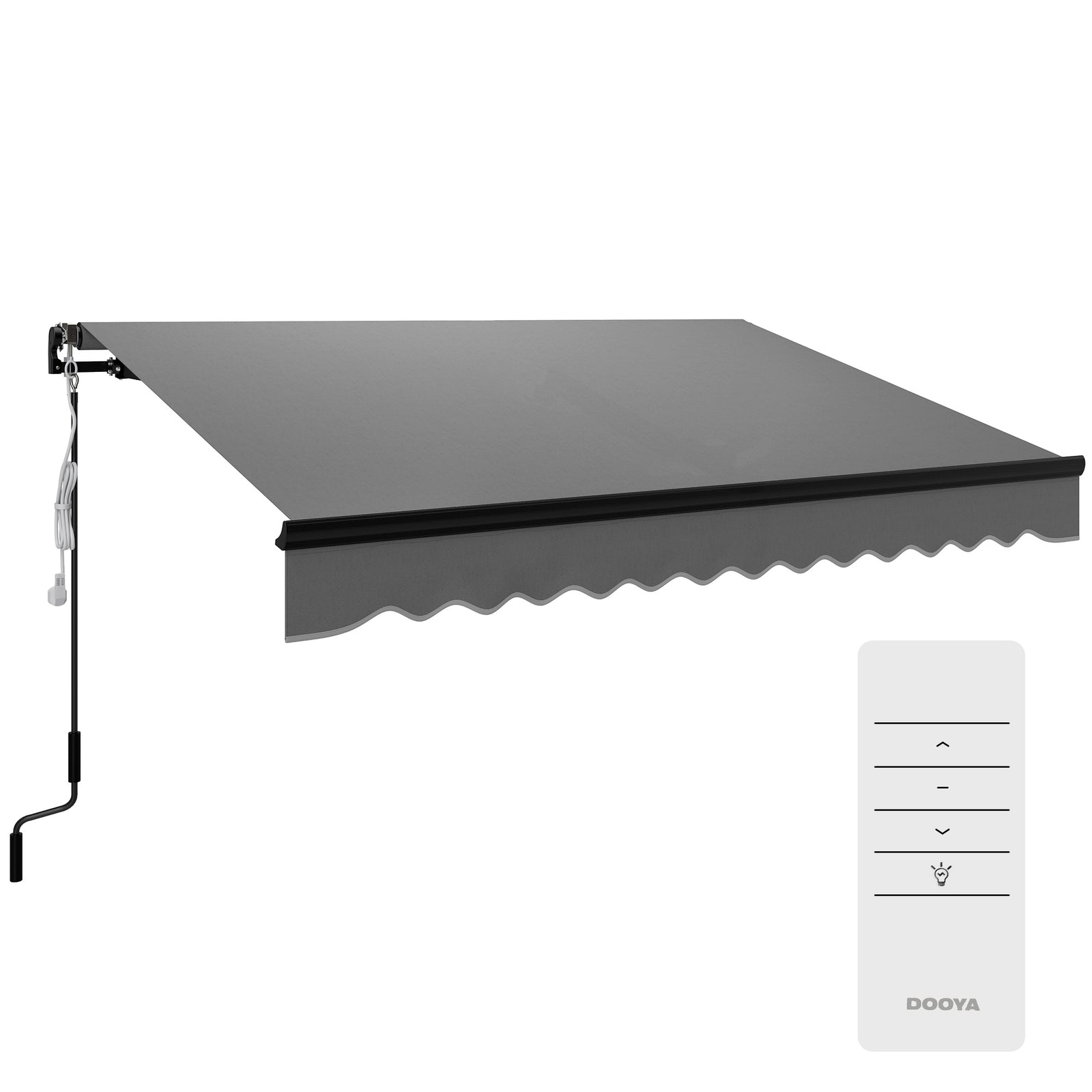 Electric Awning W/ Led Light And Remote Controller | Large | Dark Gray
