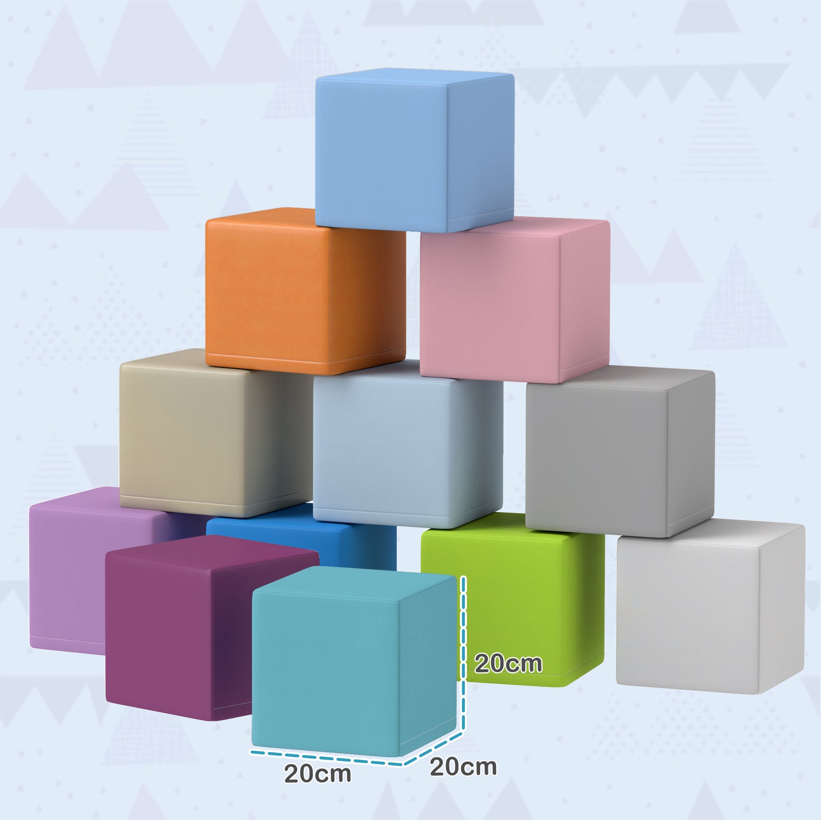 12 Piece Soft Play Blocks Soft Foam Toy Building Stacking Block For Kids | Blue