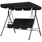 3-seat Swing Chair Garden Swing Seat W/ Adjustable Canopy | Black
