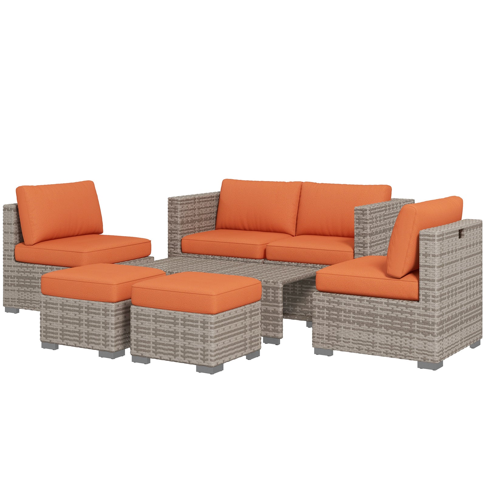 Outdoor Patio Furniture Set Weather Wicker Rattan Sofa Chair | Orange