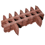 12 Wooden Garden Borders Fixed Picket Fence, Brown
