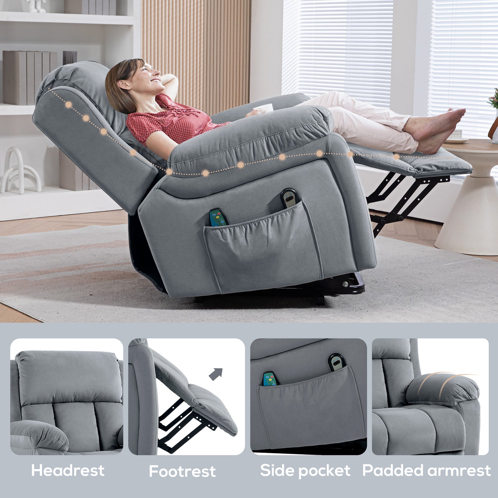Lift Chair Riser Recliner W/ Vibration Heat