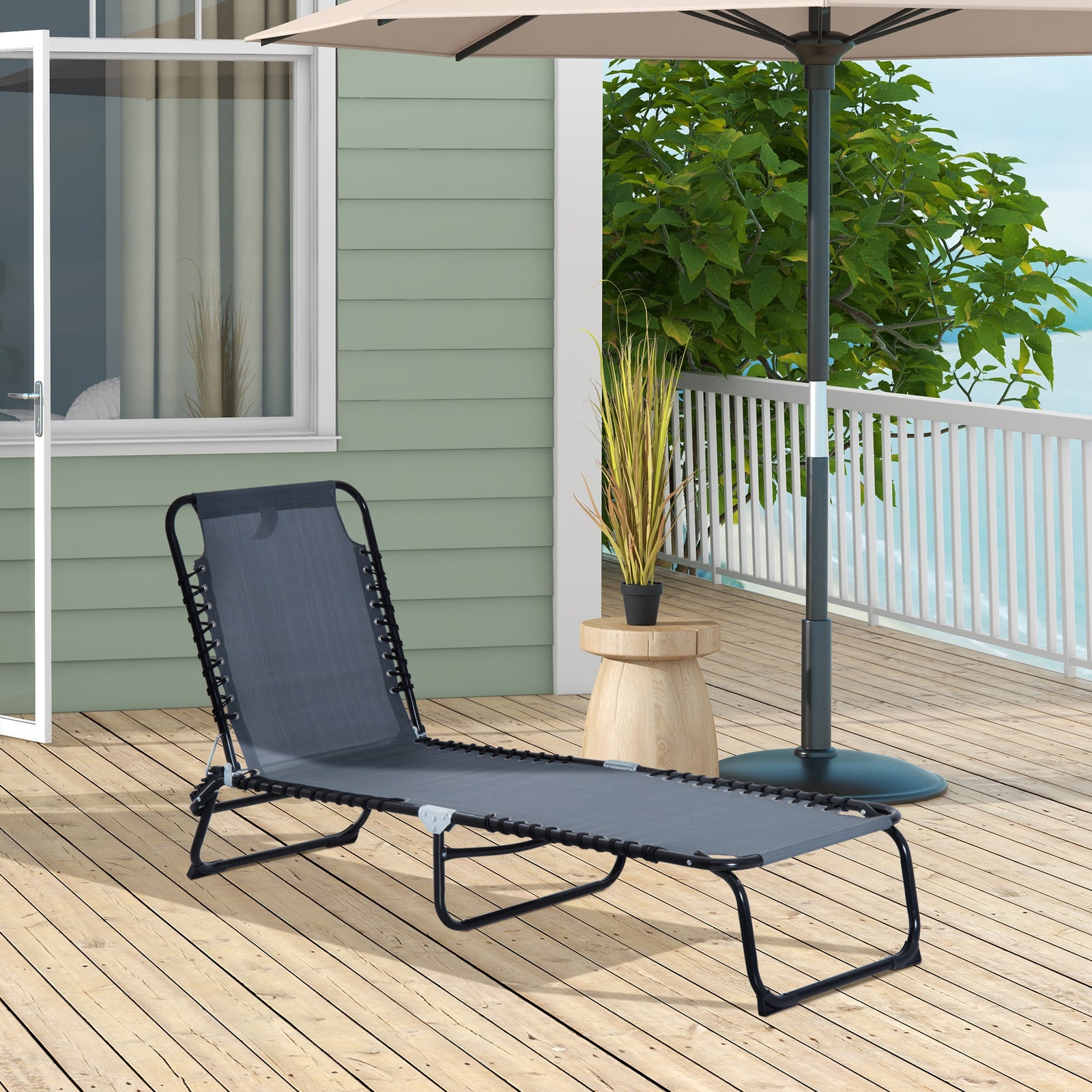 Foldable Beach Chaise Lounge 4 Adjustable Positions | Set of 1