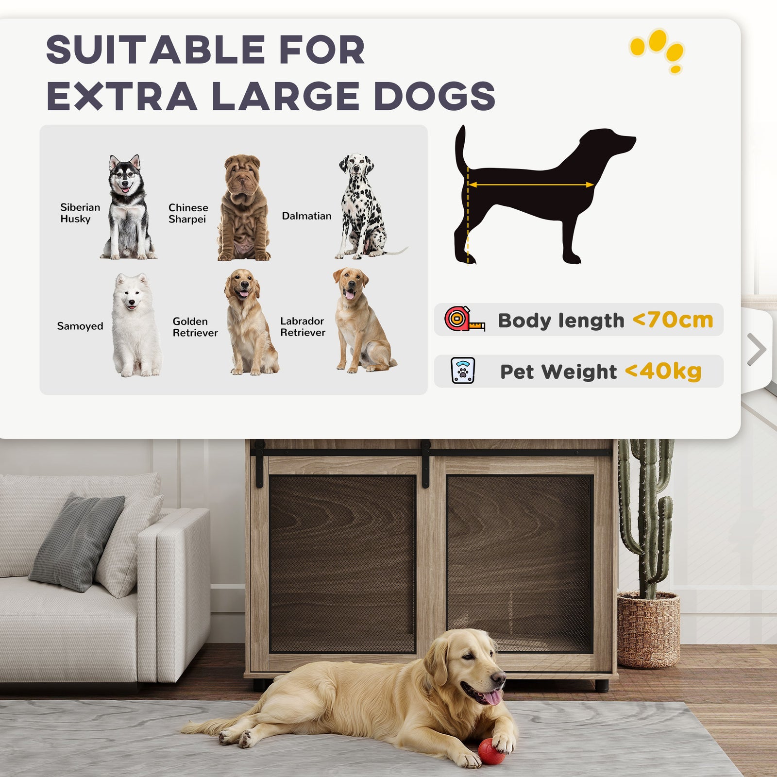 Dog Crate Furniture W/ Sliding Door, Walnut Brown | Large | Dark Brown