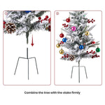 Set Of 2 Led Snow Flocked Christmas Trees,artificial Pine With Red Berries, Baubles & Pinecones, 8 Lighting Modes, Timer Function