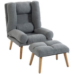 Recliner With Footstool, Reclining Chair With Adjustable Back | Grey