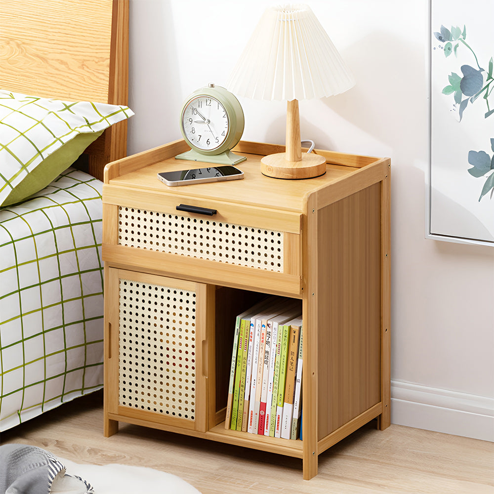 Wooden Nightstand Storage Cabinet