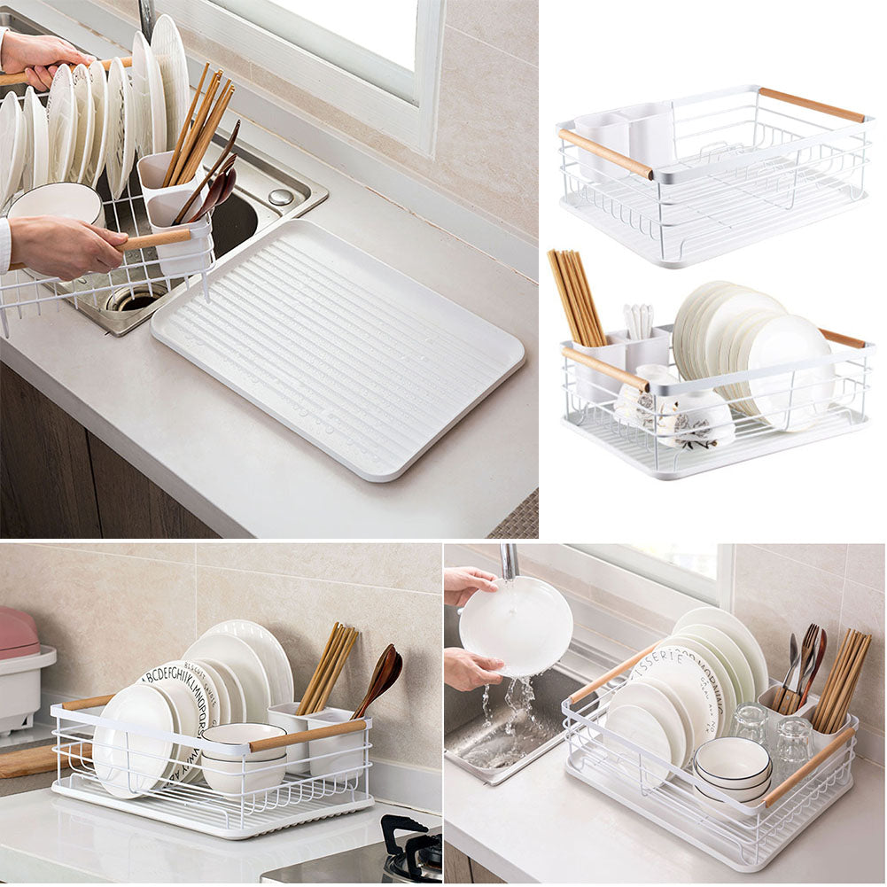 Kitchen Dish Drying Rack Iron Iron Dish Drainer | White