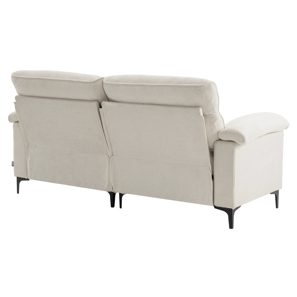 Minimalist Chenille Fabric Two-seat Sofa With Wooden Frame & Black Metal Legs | Beige