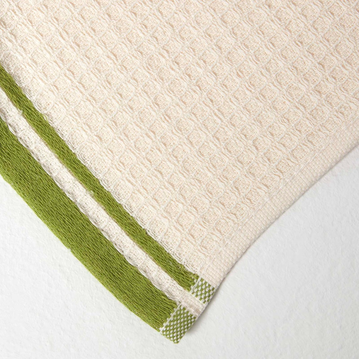 HOMESCAPES "olive" Waffle Cotton Tea Towels, Set Of 2