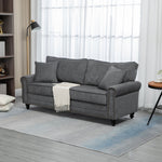 Fabric Sofa 3 Seater Sofa With Throw Pillow | One Size | Gray