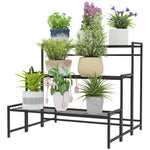 Outsunny 3-tier Metal Plant Stand, Modern Ladder Shelf For Garden
