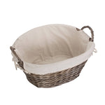 Wicker Small Wash Basket With White Cotton Lining