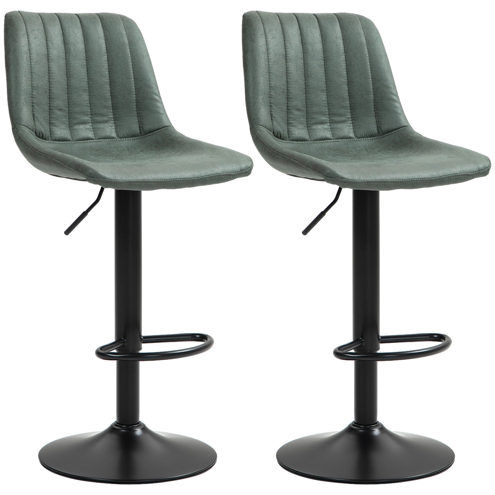 Set Of 2 Microfibre Retro Tub Bar Stools | Green