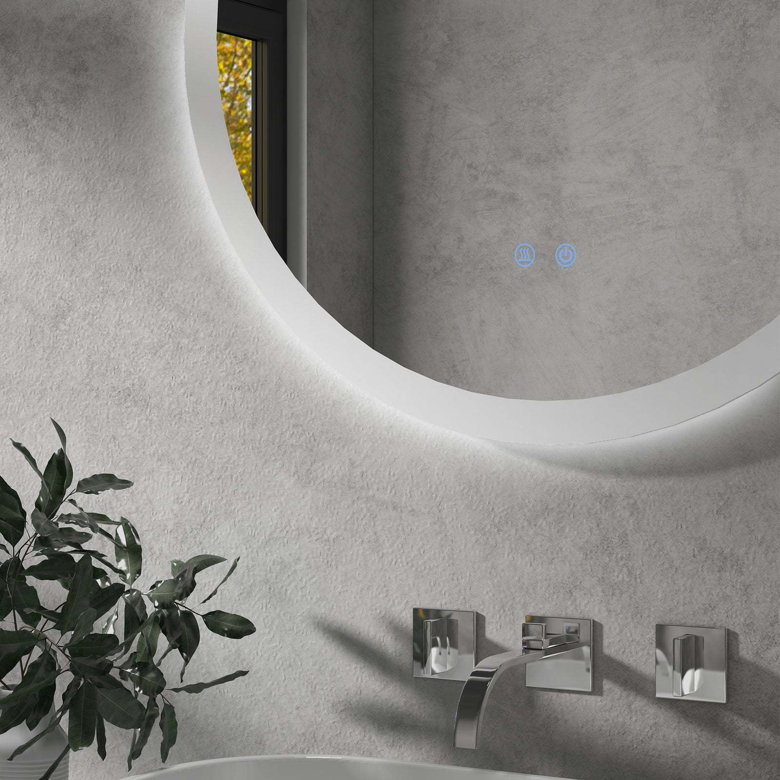 60x60/70x70cm Illuminated Bathroom Mirror Defogging Film | Large | Silver