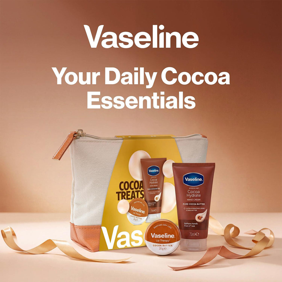 Vaseline Cocoa Treats Beauty Bag Gift Set: Cream & Lip Balm