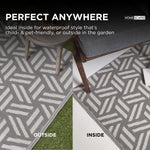 Luxury Outdoor Rug Waterproof Reversible For Garden Patio 100% Recycled, Grey Luna Geometric | 180cm x 270cm | Grey