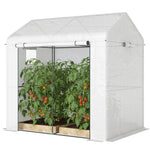 Outsunny Walk-in Greenhouse, Green House With Mesh Windows, White