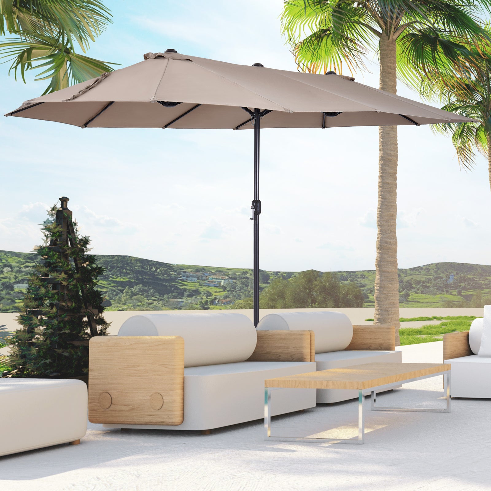 4.6m Double-sided Sun Umbrella - NO BASE | Tan