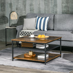 Industrial Coffee Table With 3-tier Storage