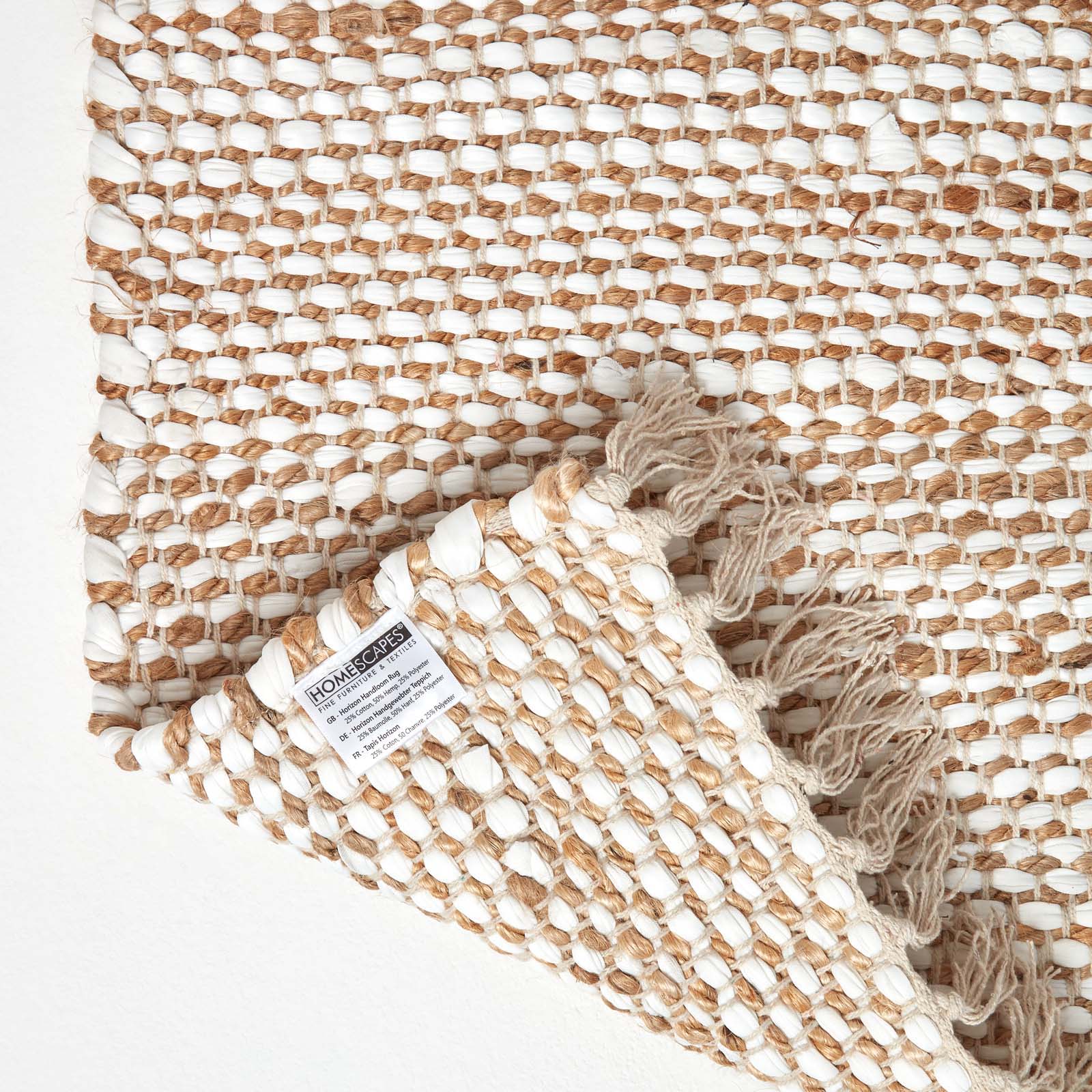 Horizon Neutral Chevron Hemp Chindi Rug | 150cm x 95cm | Natural