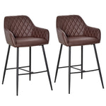 Set Of 2 Retro Pu Leather Bar Chairs Metal