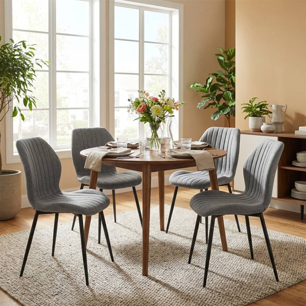 Set Of 4 Chic Dining Chairs | Grey