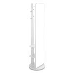 360° Rotating Full-length Mirror With Coat Rack,standing Square Mirror With Shelves | White