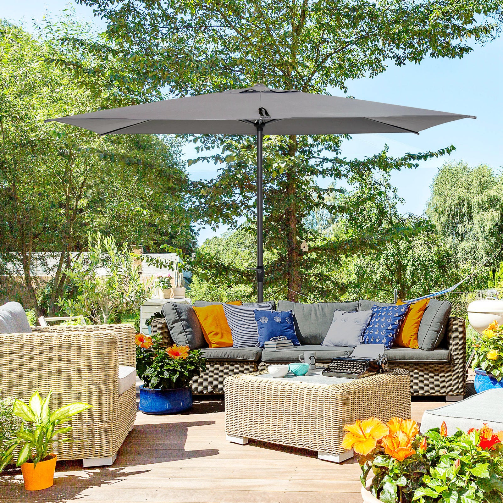 2.58m Aluminium Garden Parasol Sun Umbrella | Gray