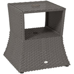 Rattan Wicker Tea Coffee Table W/ Umbrella Hole | Dark Grey