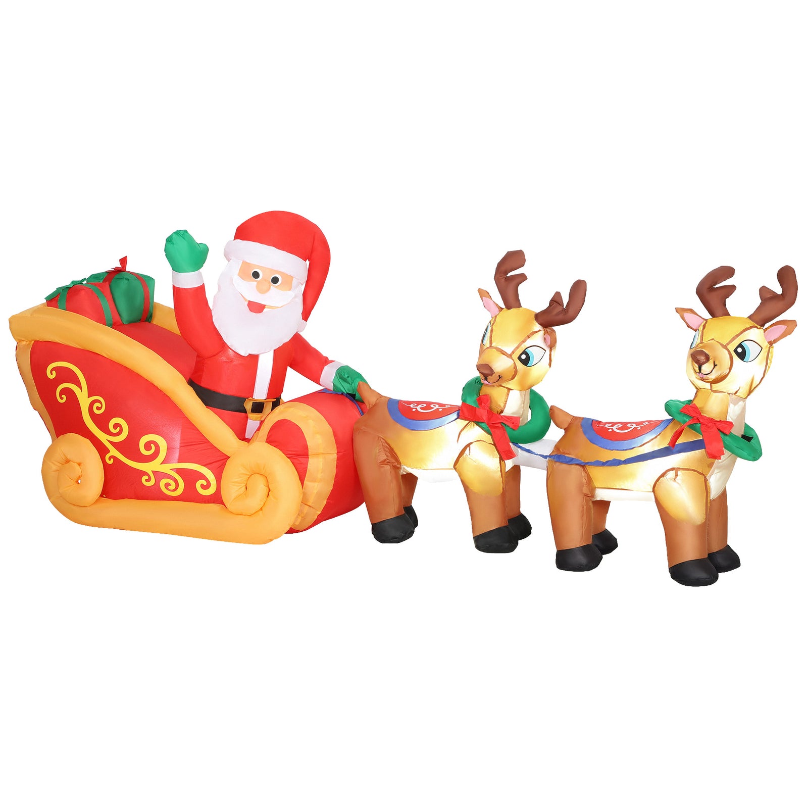 7.9ft Christmas Inflatable Santa On Sleigh, Blow Up Decoration