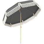 1.7 M Beach Umbrella, Adjustable Height Portable Parasol | Grey