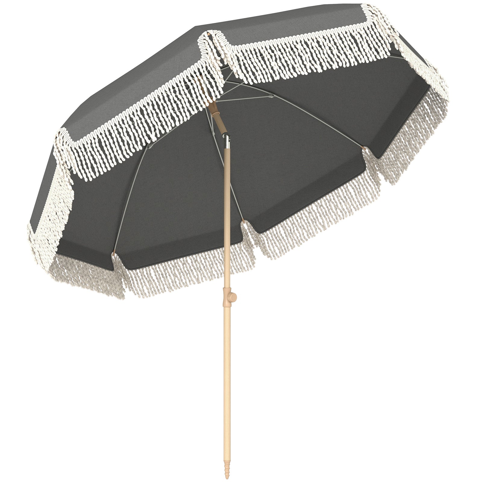 1.7 M Beach Umbrella, Adjustable Height Portable Parasol | Grey