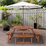 8 Seat Garden Wooden Round Picnic Table Bench
