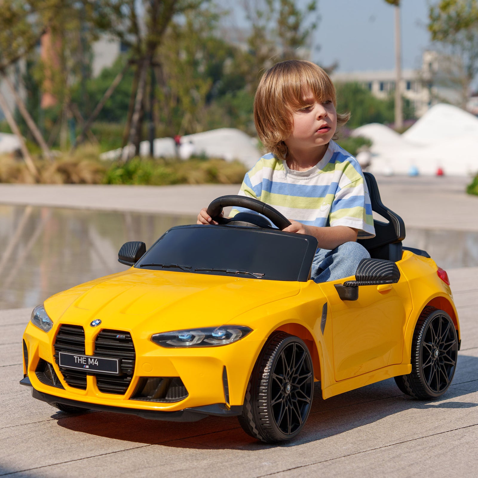 12v Bmw M4 Licensed Kids Electric Car W/ Remote, Suspension | Yellow