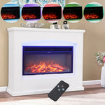 34-inch Electric Fireplace Suite, Black Fire With White Surround, 7-color Adjustable Led Mood Light, Stove-style Heater