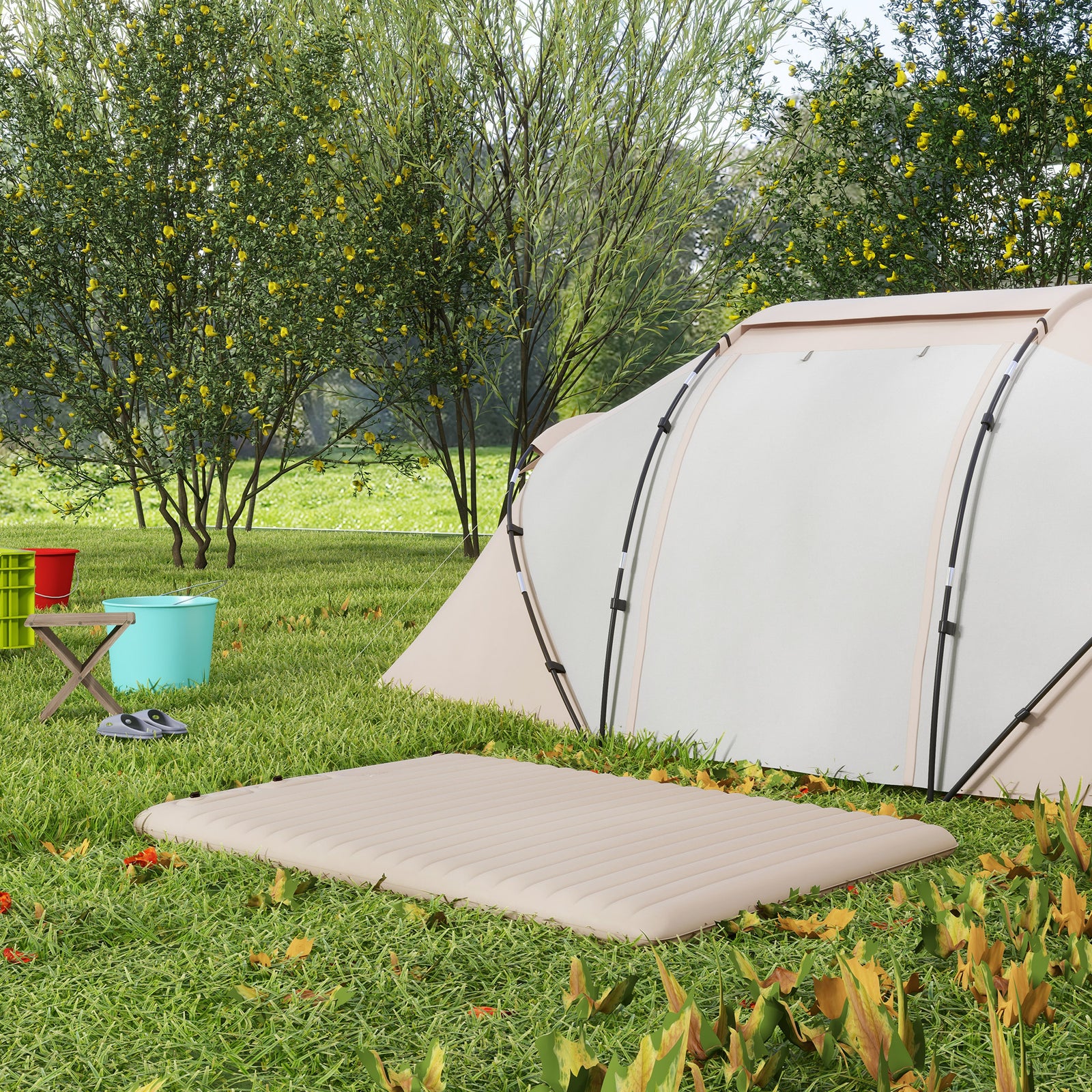 Double Air Bed With Foot Pump Inflatable Mattress | White