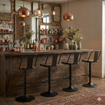 Set Of 2 Industrial Bar Stools Adjustable Height 360° Swivel Counter Chairs Low Back