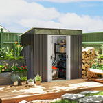 6.5x4ft Garden Shed W/ Foundation Lockable Metal Tool Shed | Grey