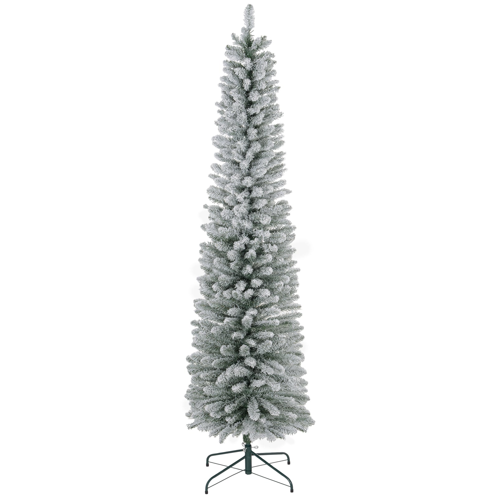 5/6/7ft Artificial Pencil Christmas Tree Realistic Green/White | 7ft | White