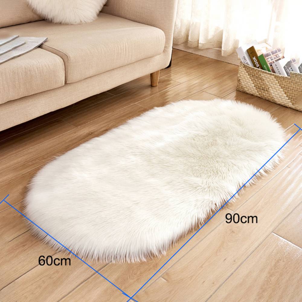 Oval Super Soft Shaggy Area Rug White