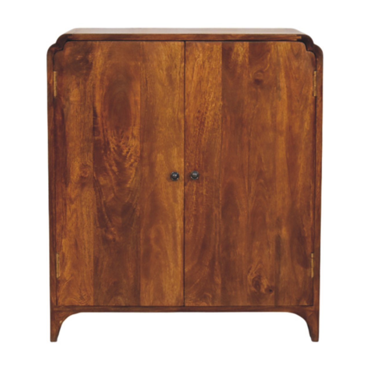 Solid Wood Newton Chestnut Cabinet, Double-door Storage, Dark Brown