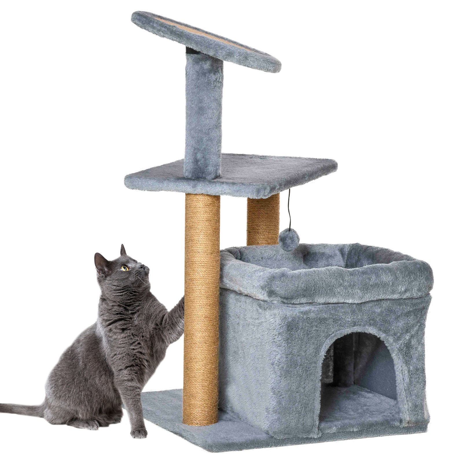 Cat Tree Tower W/ Scratching Posts Pad Condo Perch Bed Ball Kitten Toy