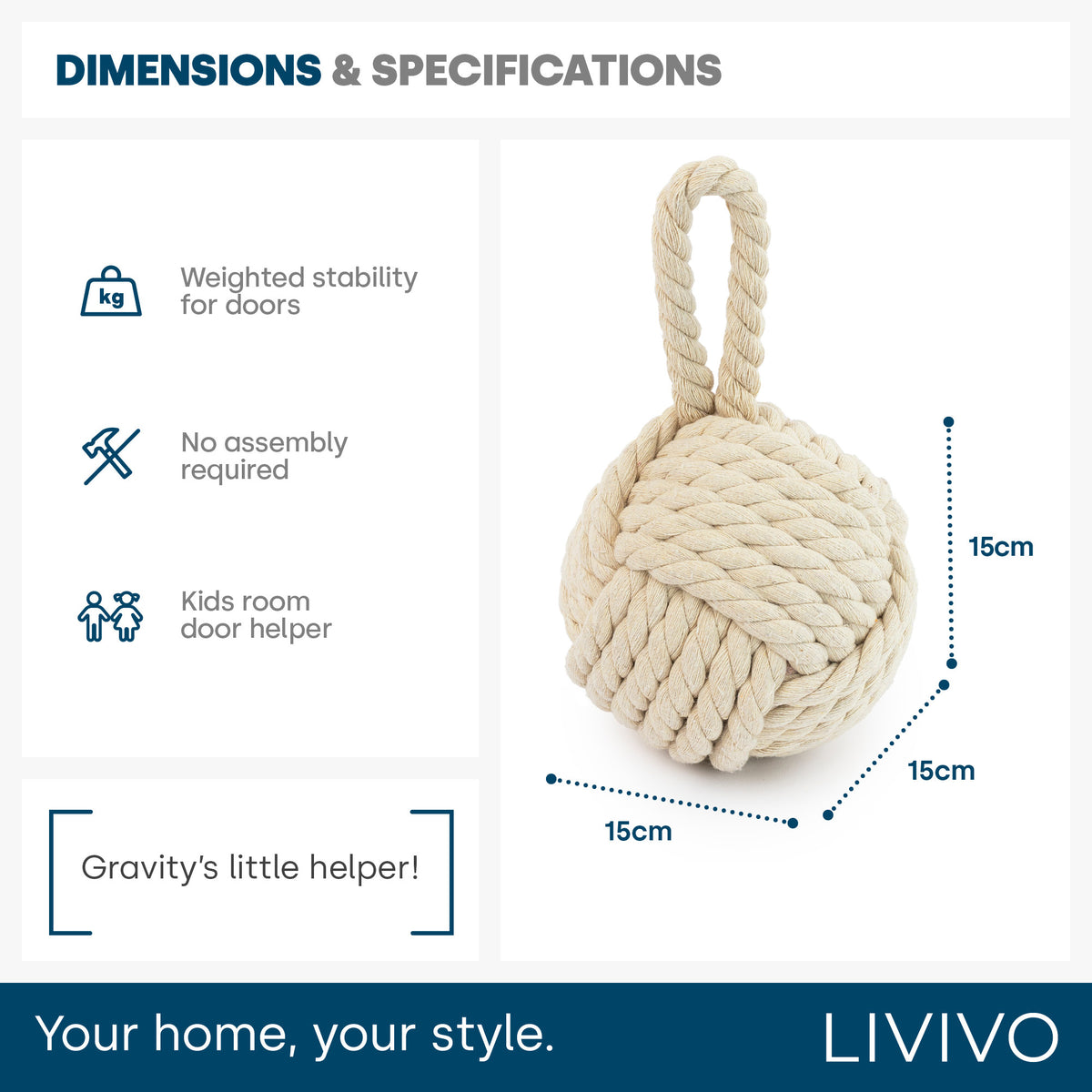Livivo Weighted Rope Knot Door Stopper With Carry Handle