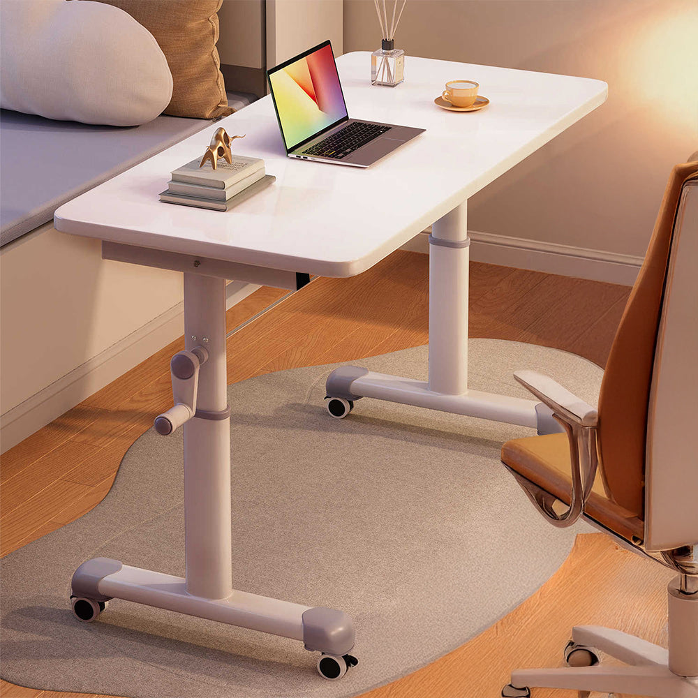 Manual Standing Height-adjustable Desk Computer Desk With Wheels | Medium