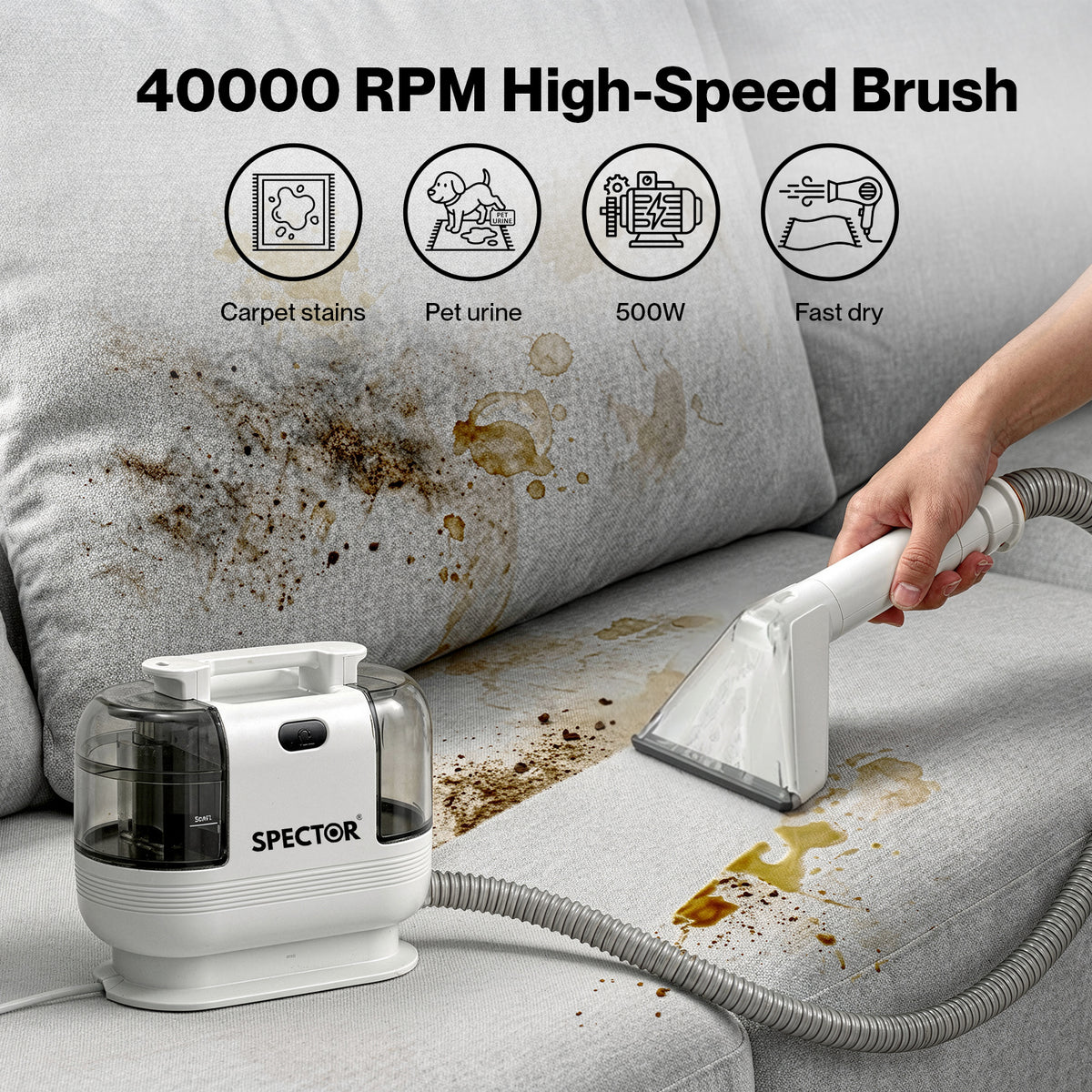 Spot Carpet Upholstery Cleaner 17kpa Handheld Sofa Stain Striker 500w | White