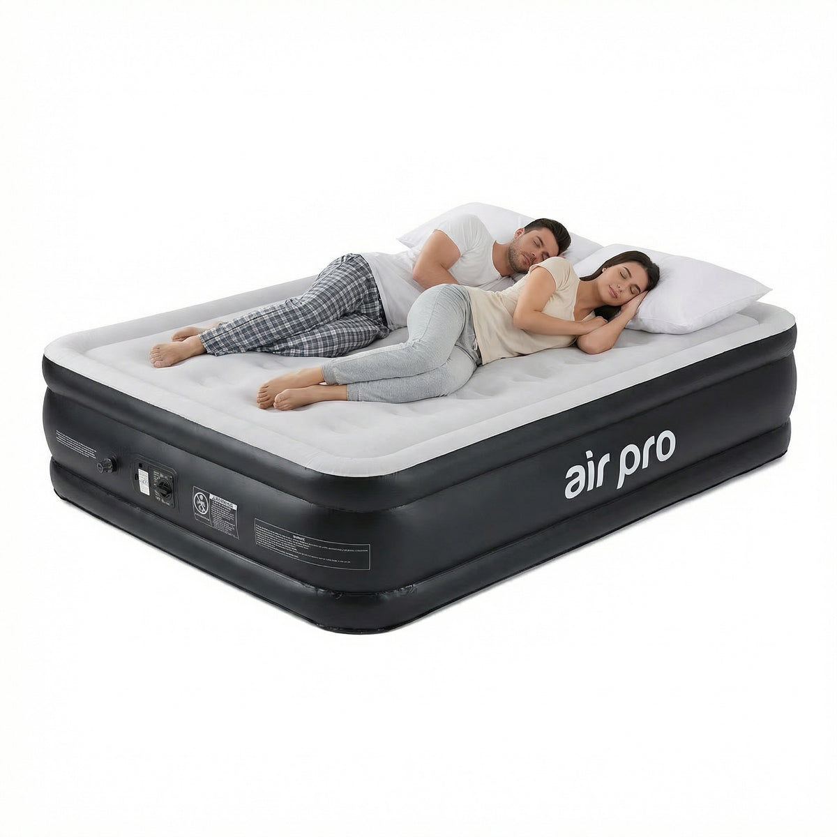 Inflatable Air Mattress With Soft Surface Built-in Electric Pump | Double | Black