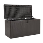 450l Rattan Deck Storage Box – Large Outdoor Garden Furniture Organizer, Weatherproof Patio Storage Chest | Brown